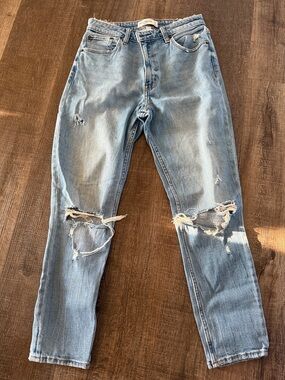 Abercrombie & Fitch Light Blue Ripped Cropped Jeans CURVE LOVE